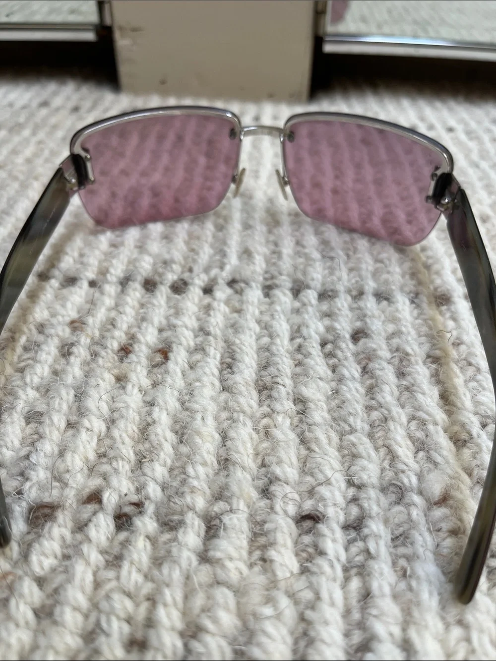 Gucci Women's Rimless 1798 Rimless Sunglasses with Purple Lenses